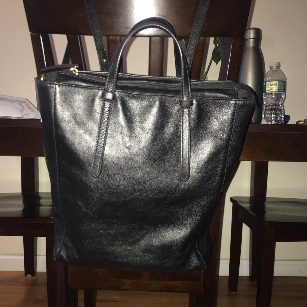Fossil Black Leather Convertible Backpack